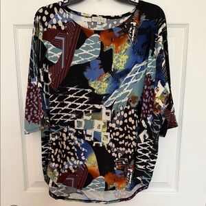 Ultras Soft Abstract Print Dolman Sleeve Top - Multi